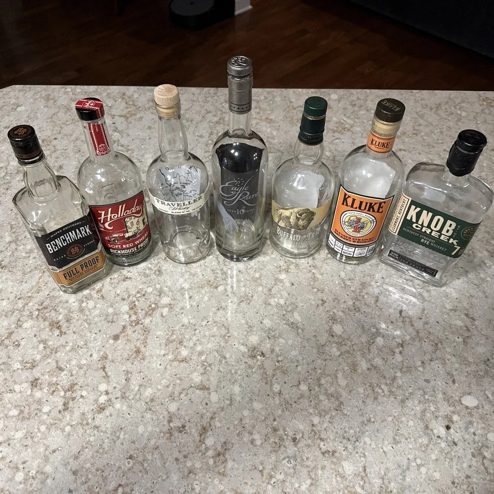 Lot‎ of EMPTY Bourbon  Bottles Buffalo Trace, Eagle rare, K Luke, Holladay.